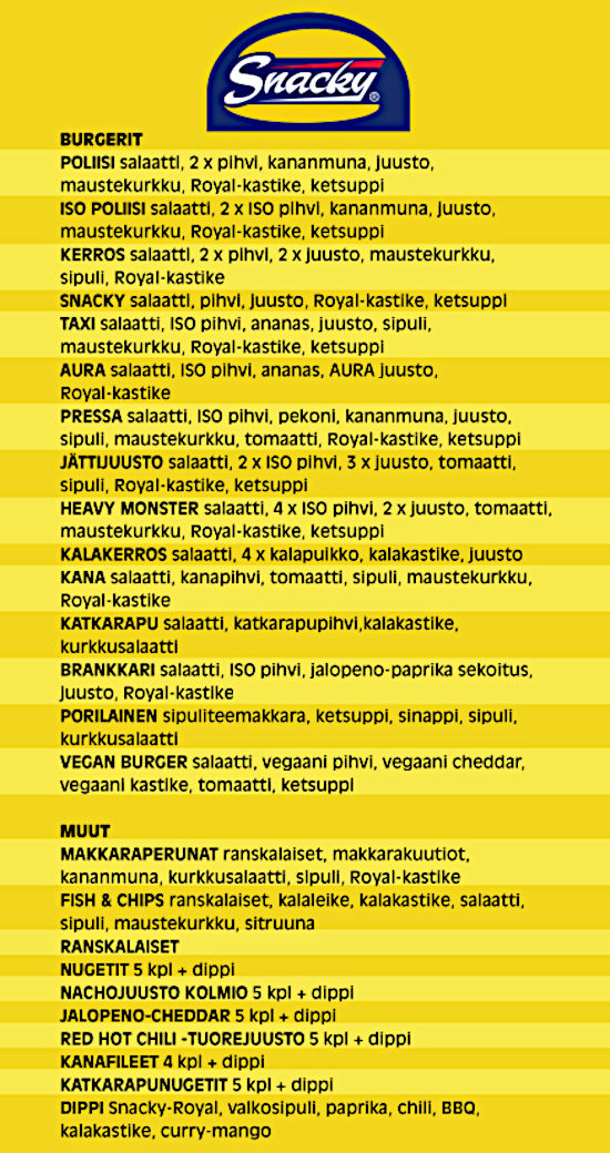 Snacky Menu